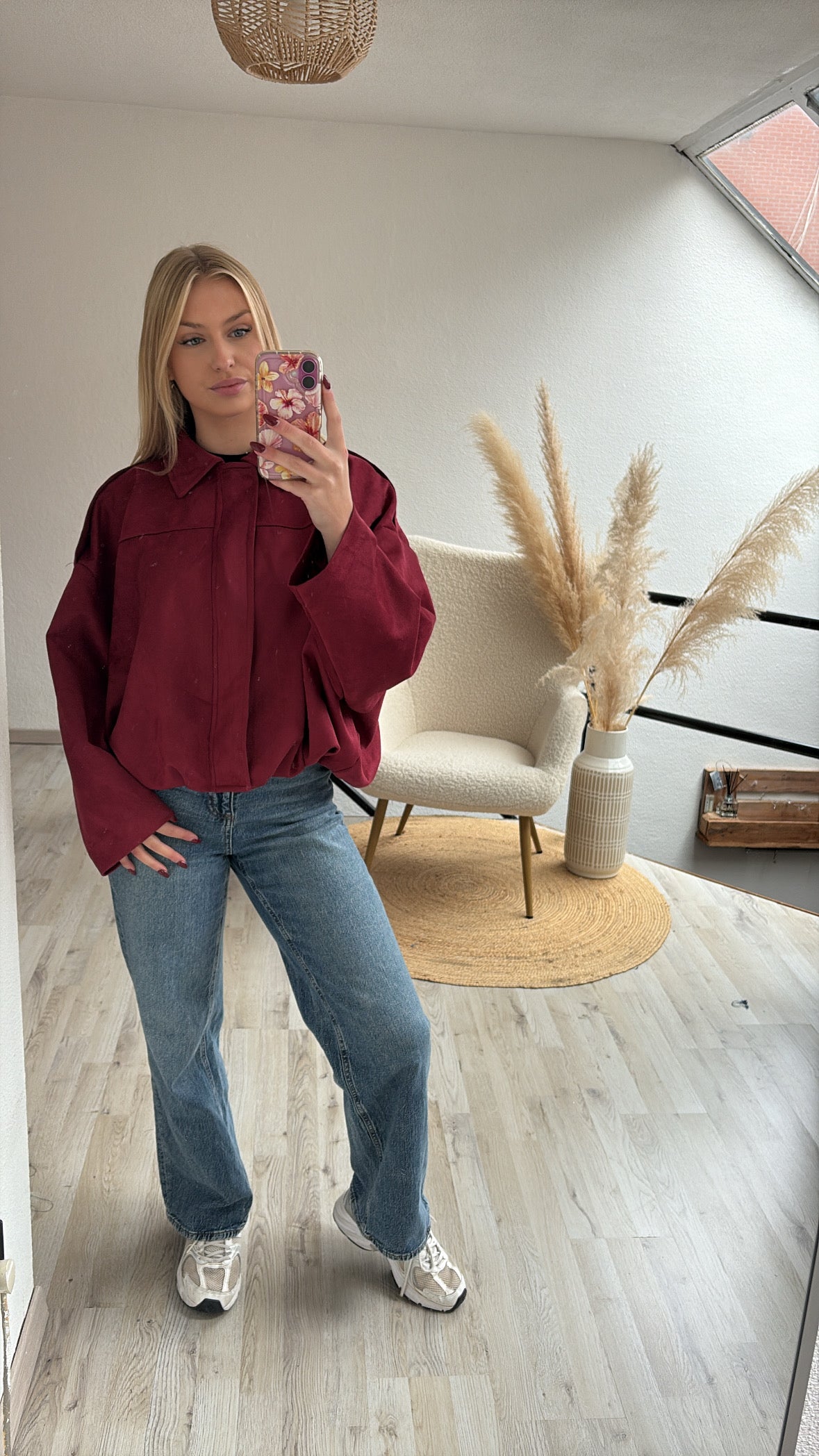 Suede bomber burgundy