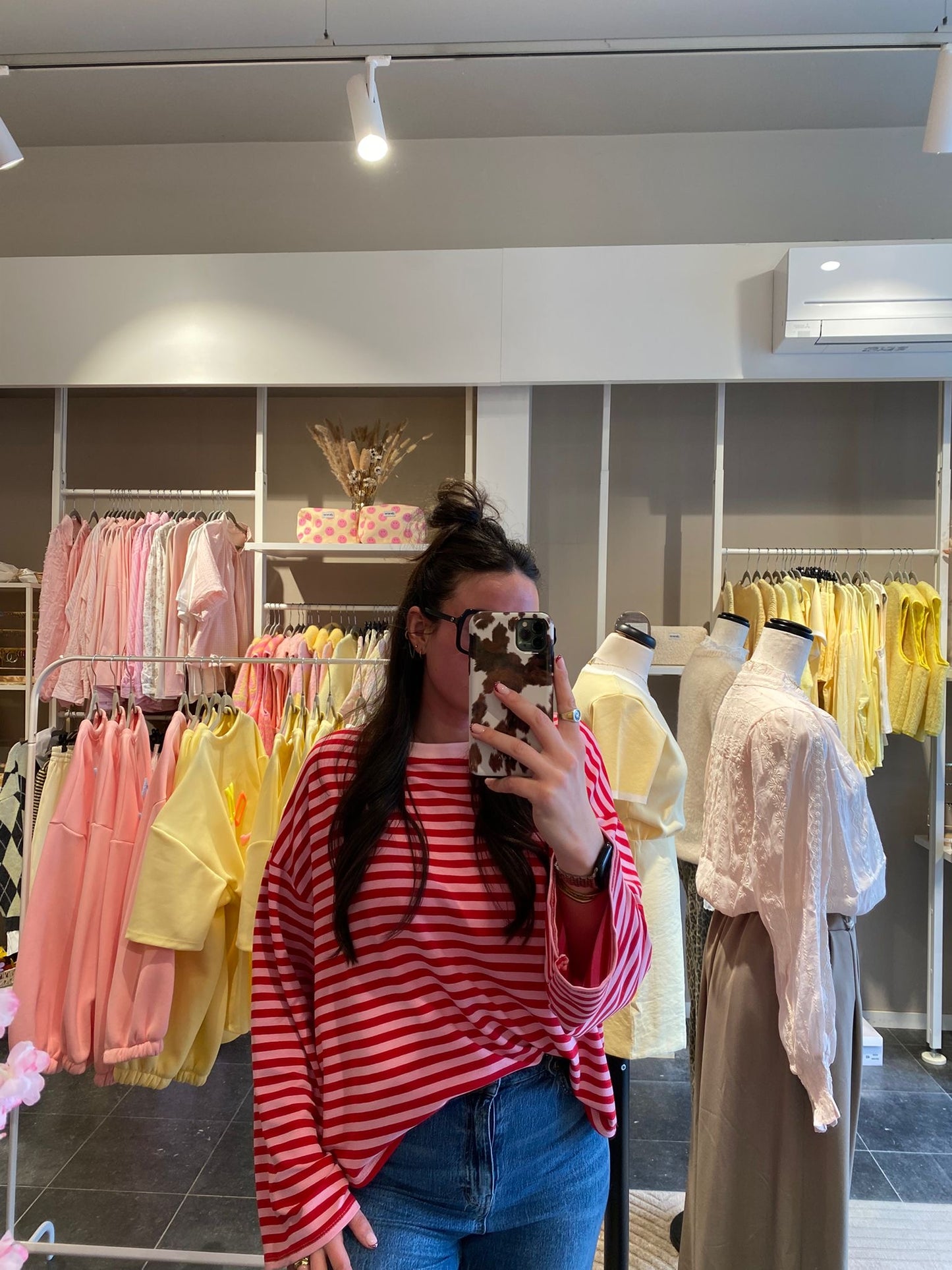 STRIPED LONGSLEEVE ROZE-ROOD