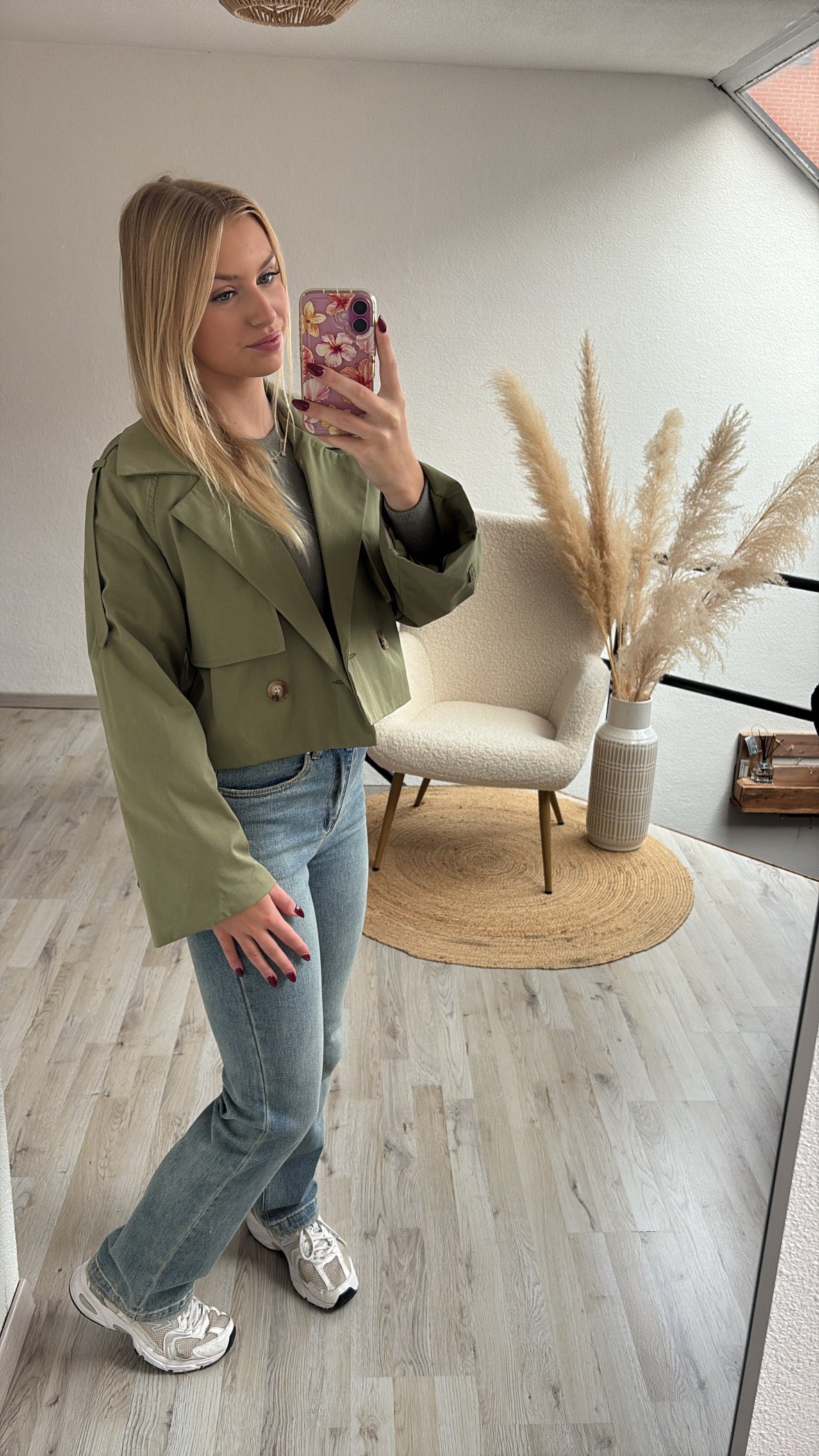 Trenchcoat kort khaki