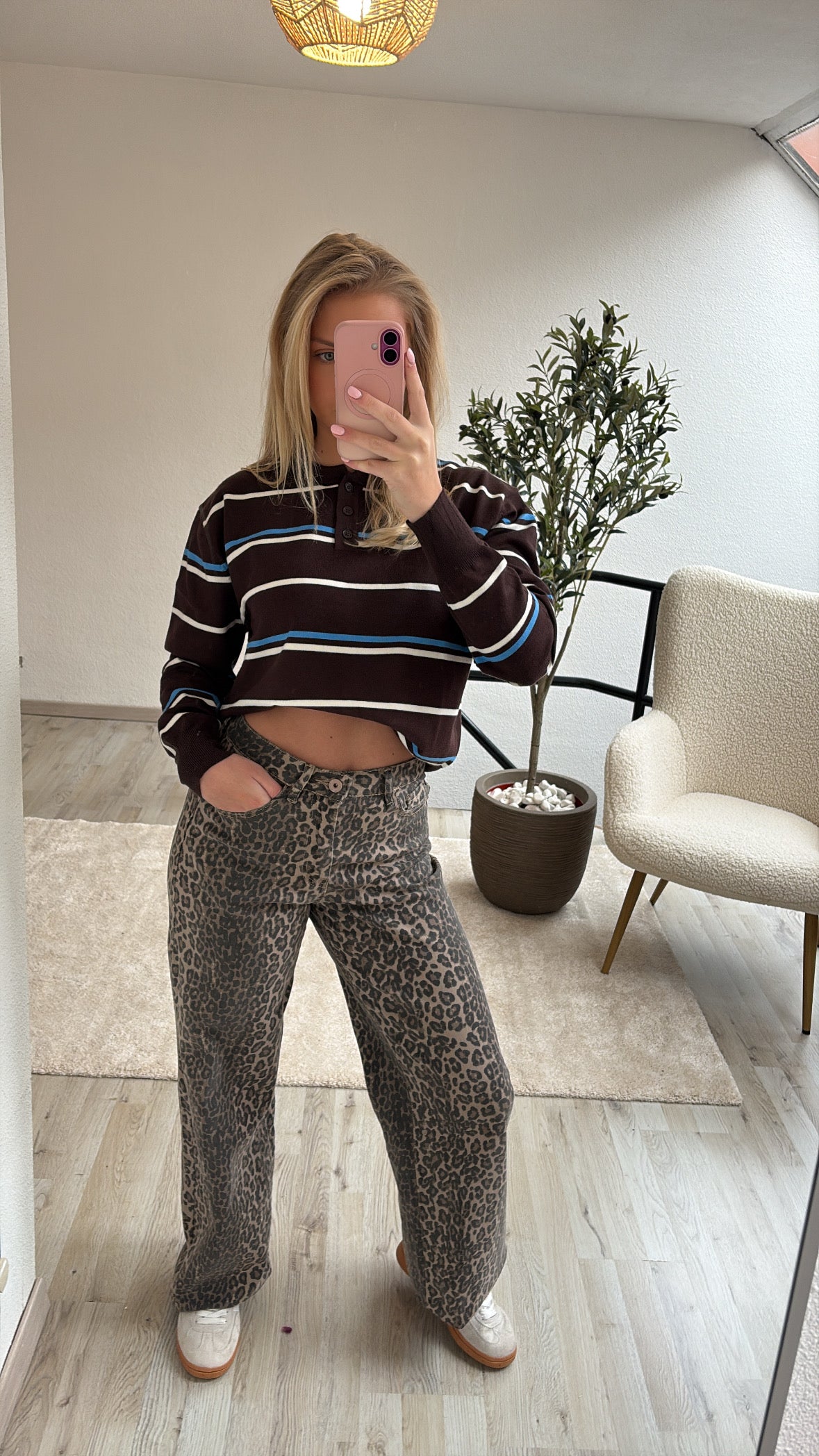 BRUINE LONGSLEEVE GESTREEPT