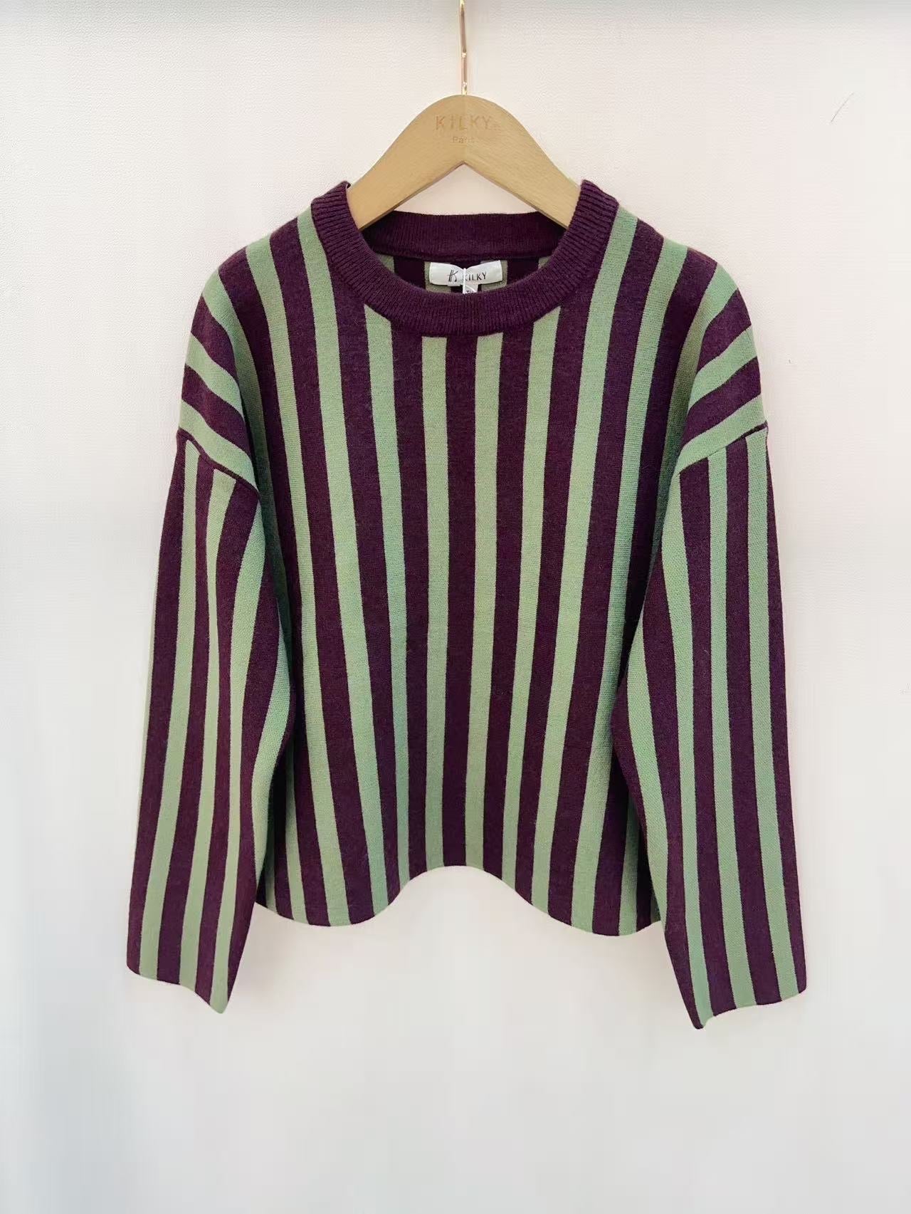 KHAKI BURGUNDY KNIT