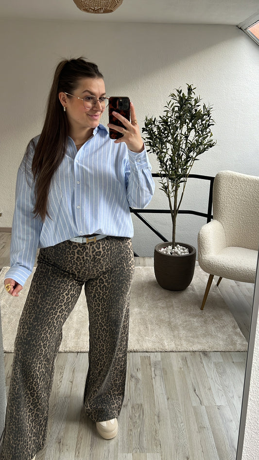 GESTREEPTE BLOUSE BLAUW