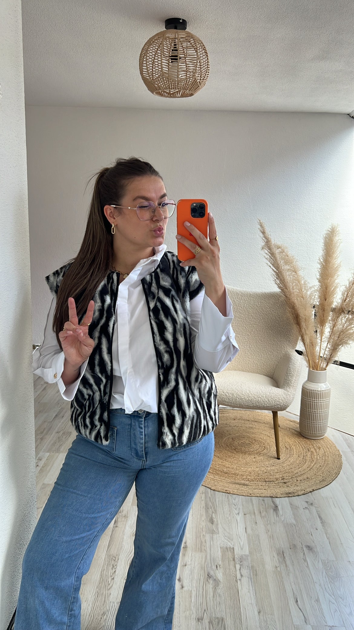 Zebra gilet fluffy
