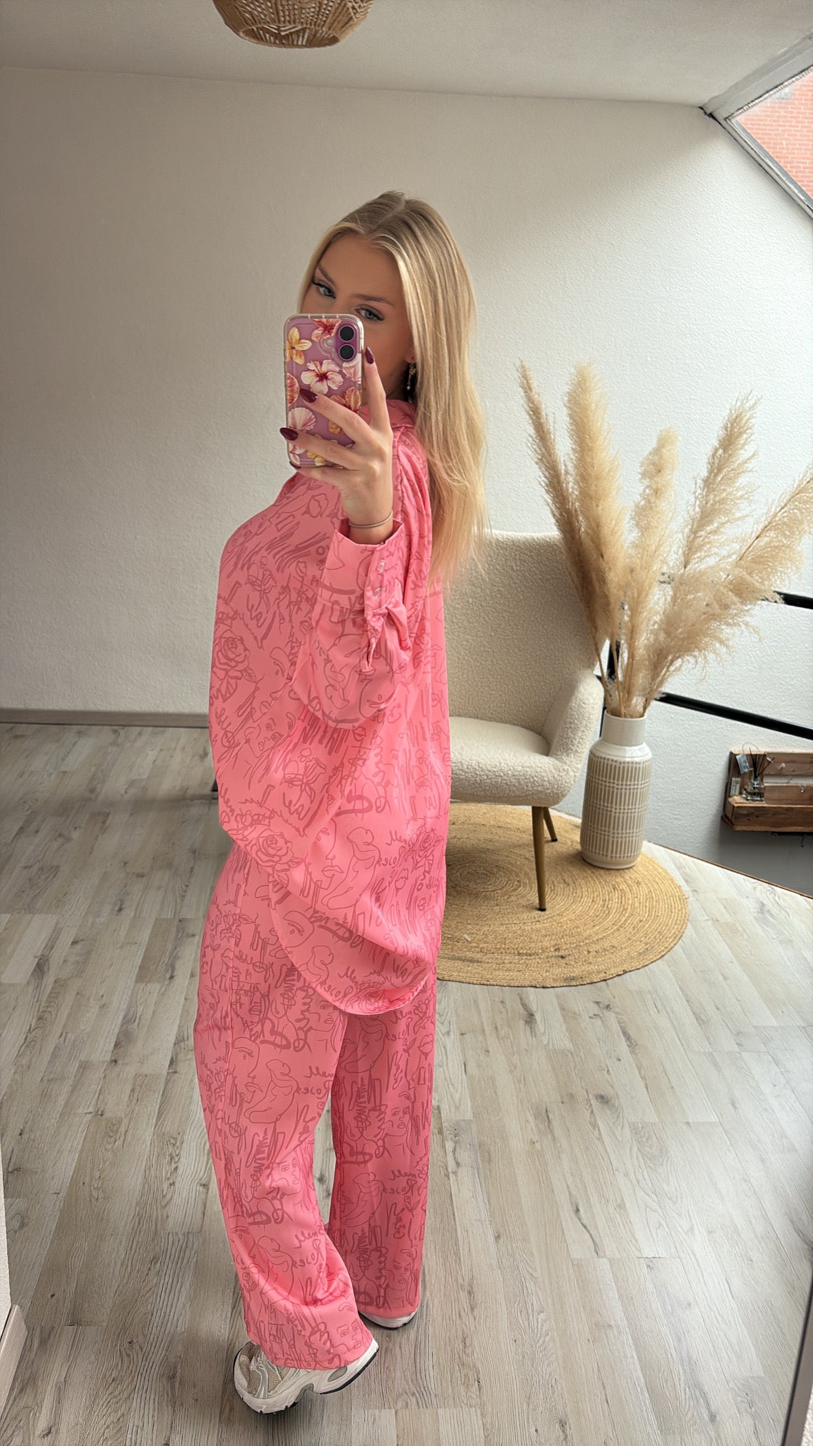 Satijnen set roze