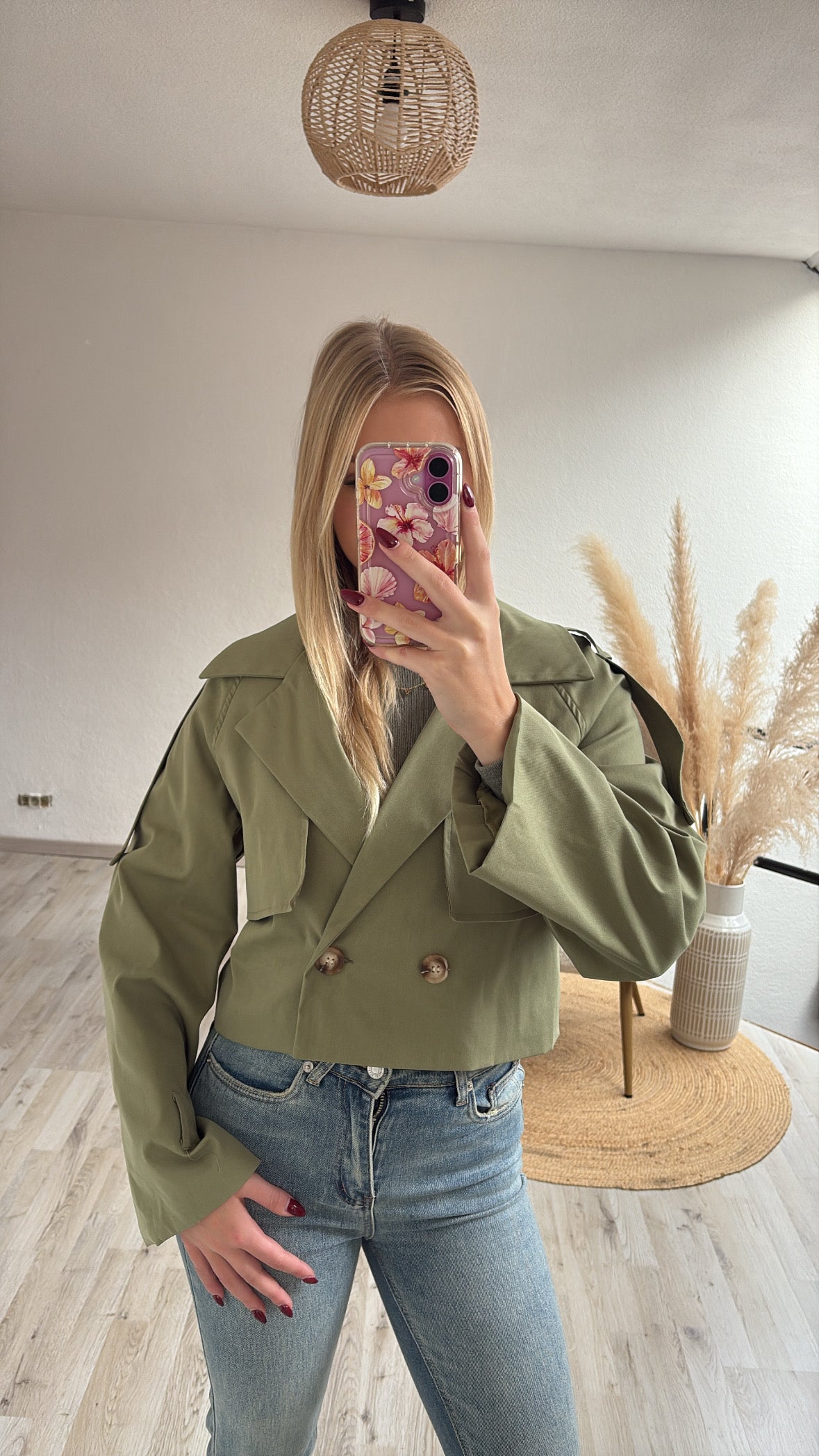 Trenchcoat kort khaki