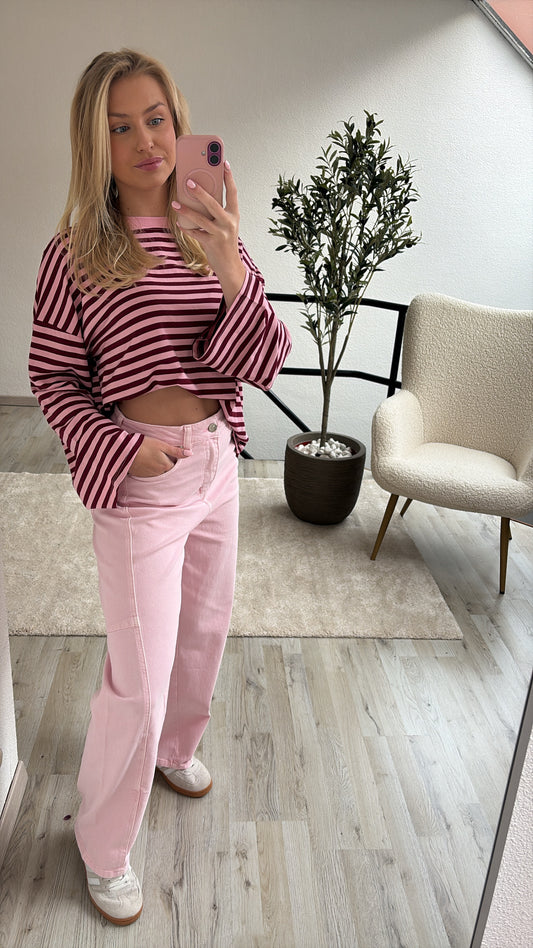 STRIPED TOP BURGUNDY - ROZE