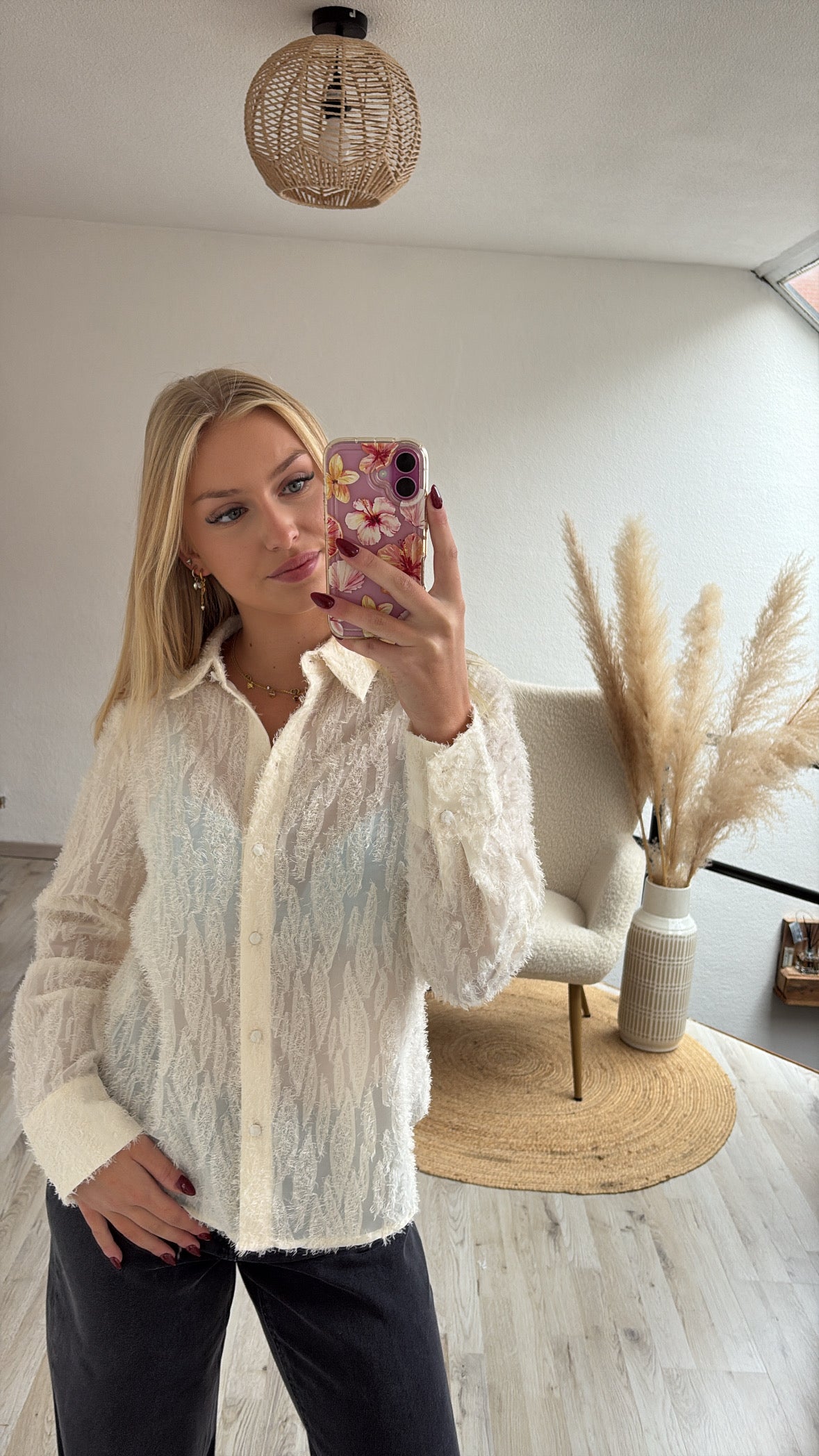 Fluffy blouse crème
