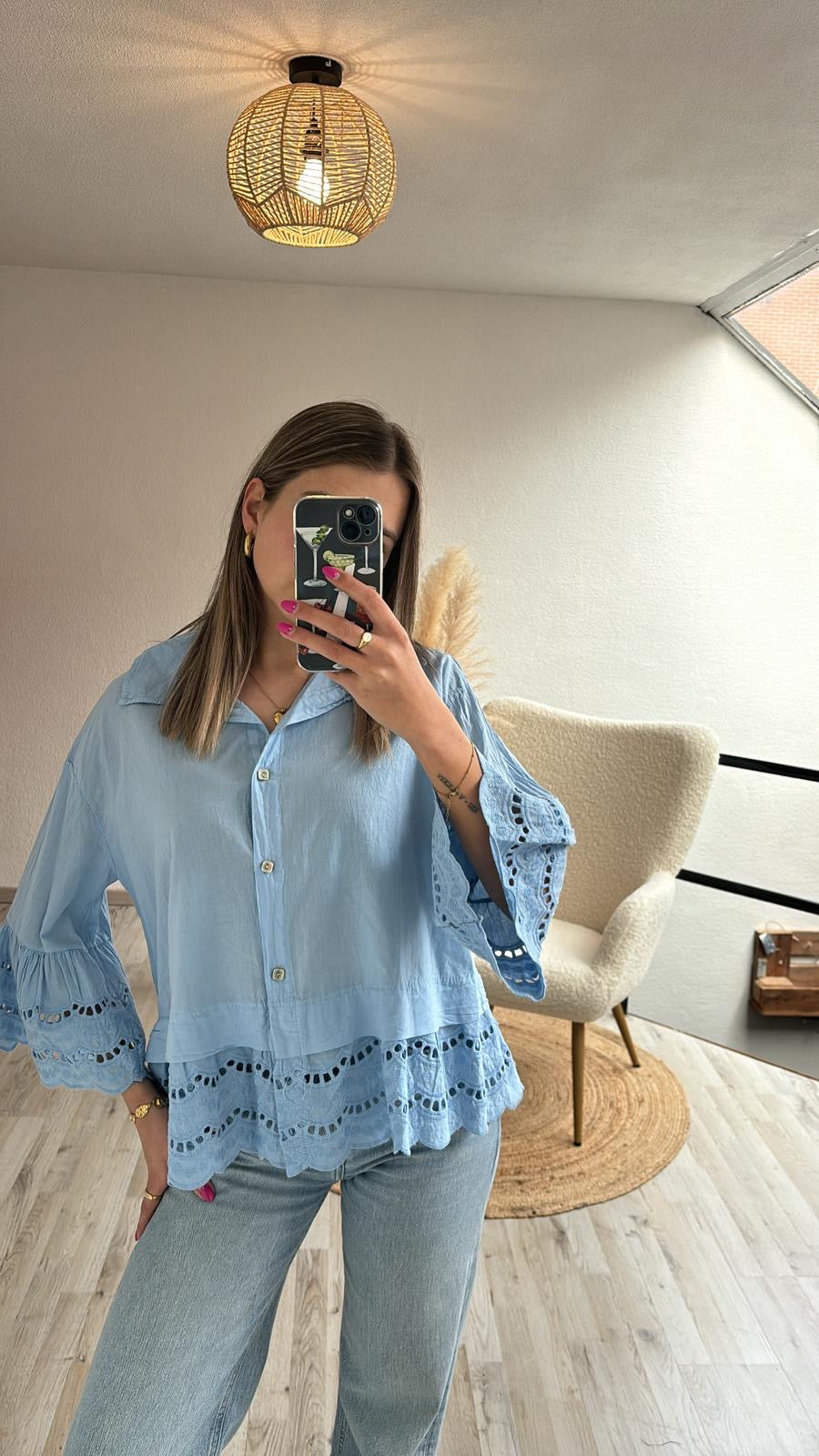 Blauwe blouse