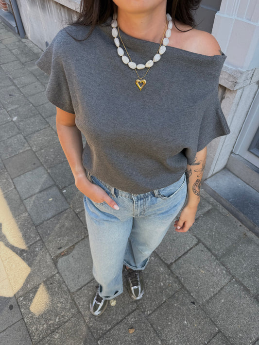 GRIJZE KNIT TOP