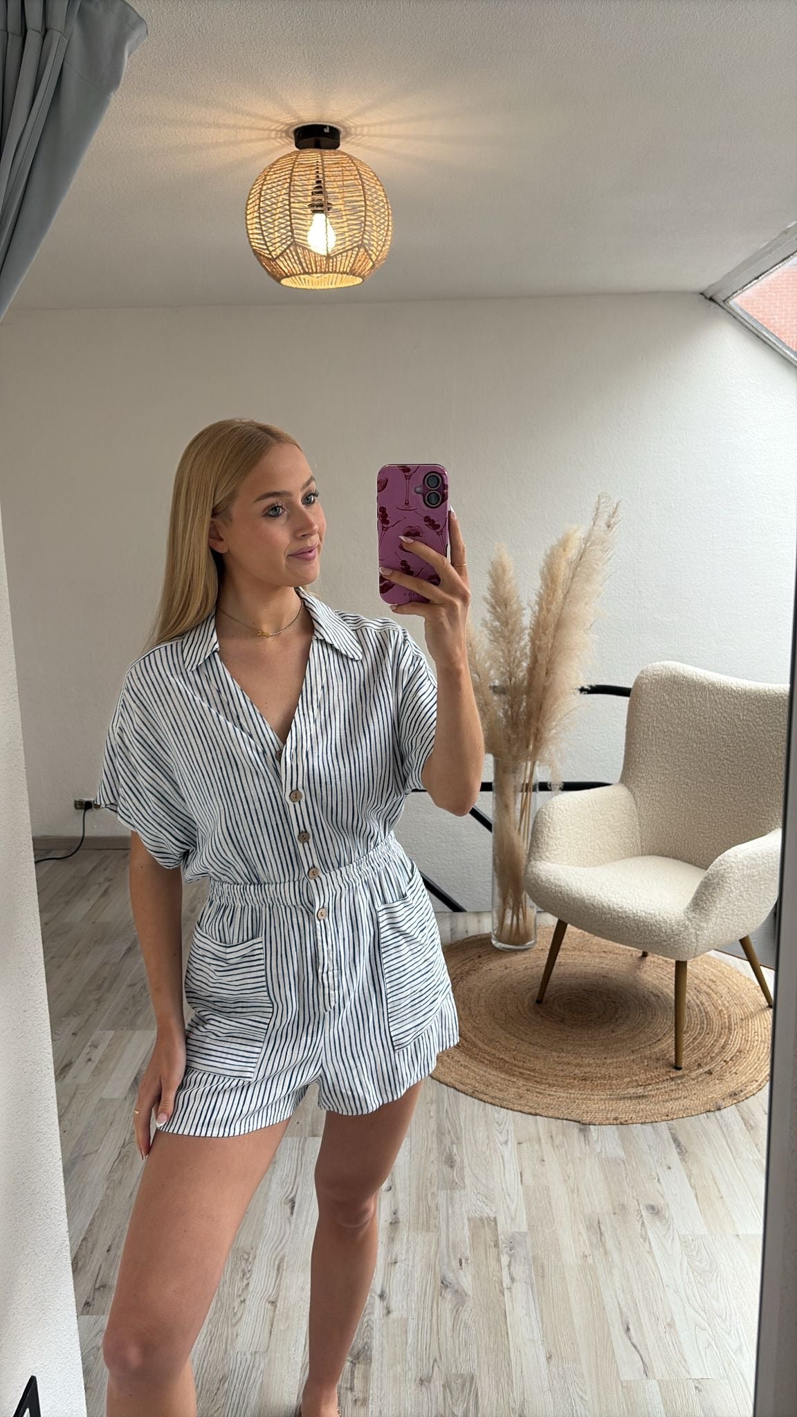 Gestreepte playsuit