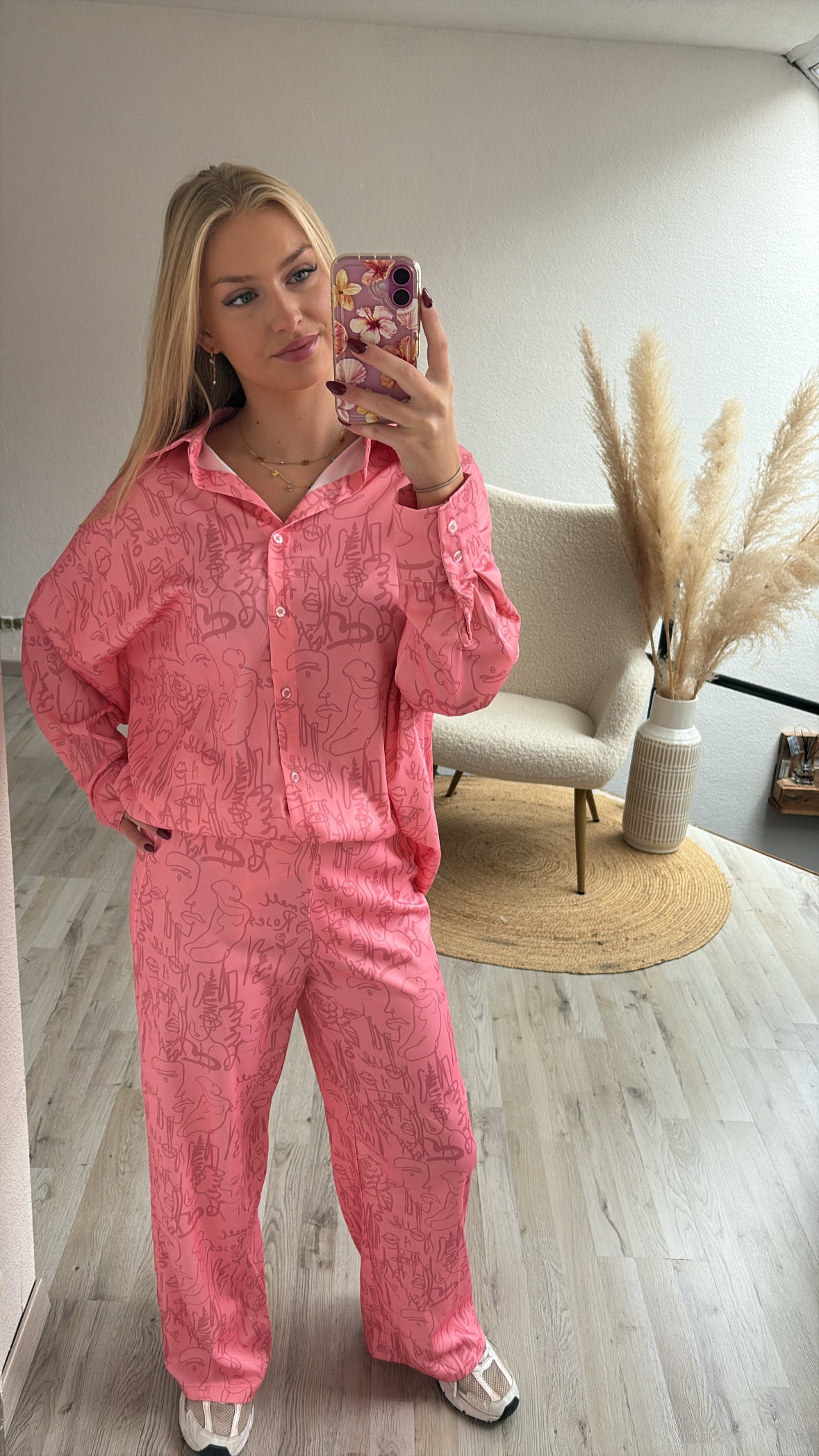 Satijnen set roze