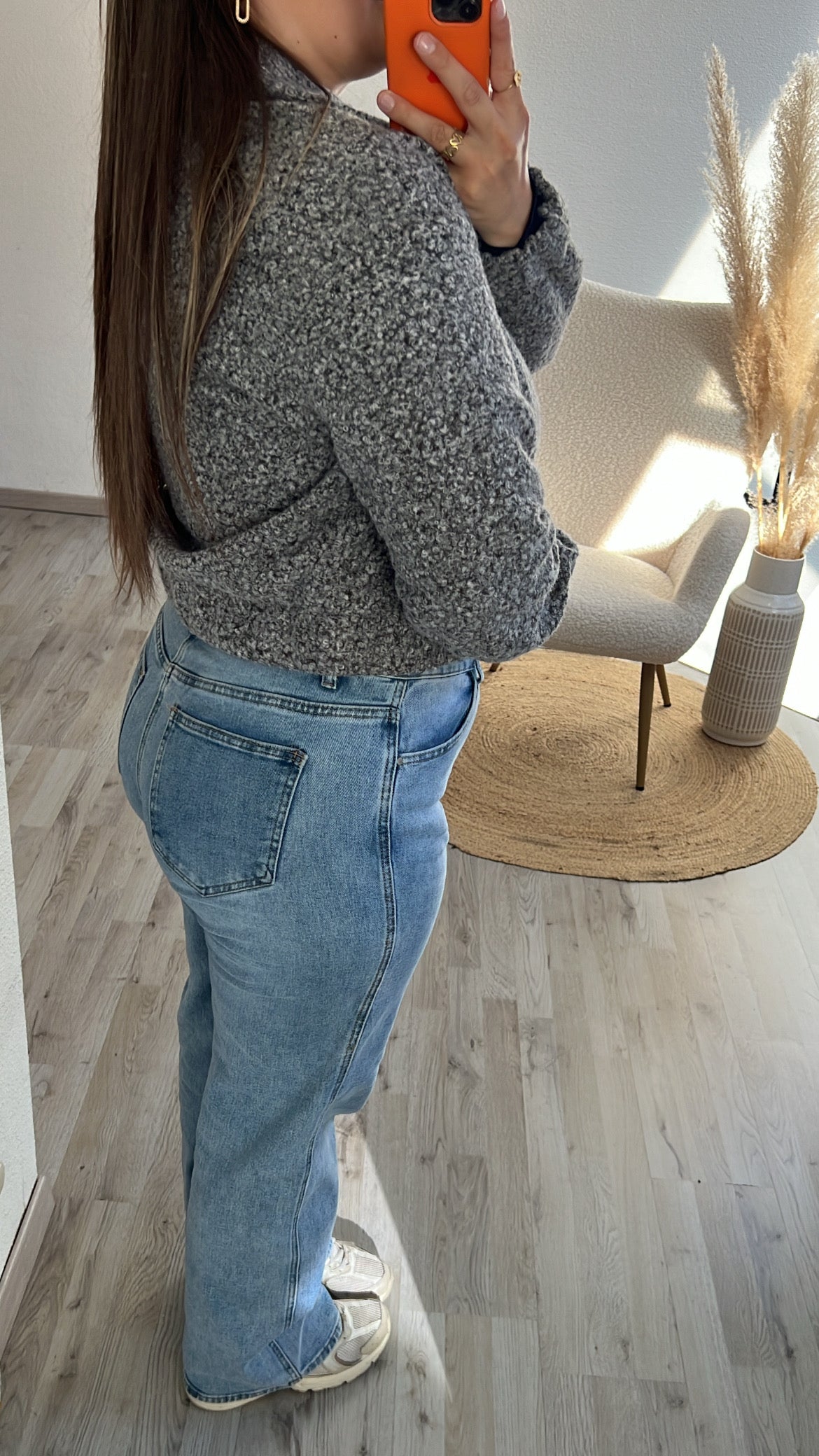 Bouclé bomber grijs