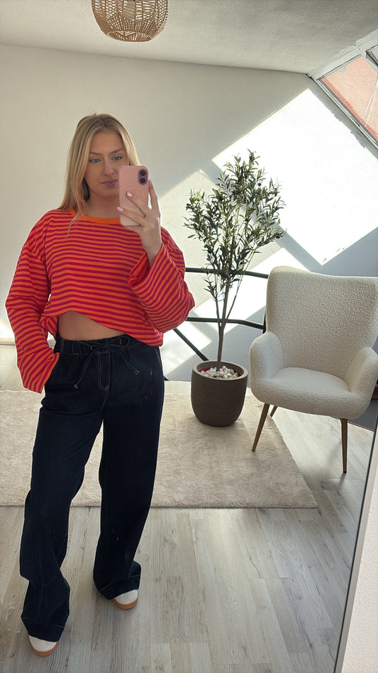 STRIPED LONGSLEEVE ORANJE-ROZE