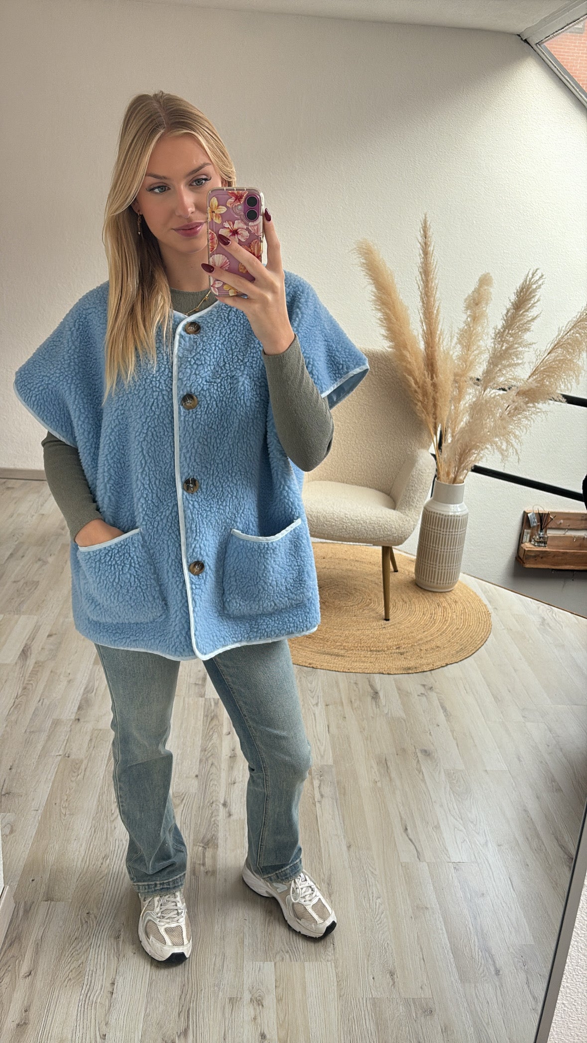 Teddygilet blauw