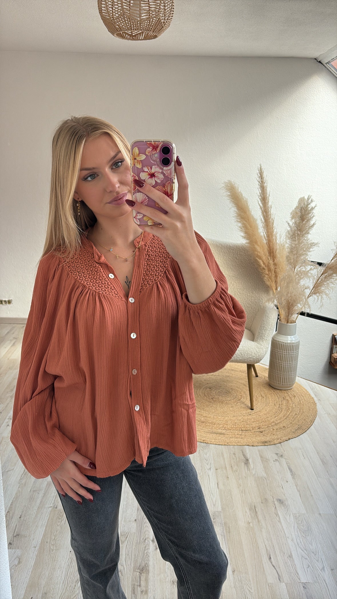Tetrablouse roestkleur
