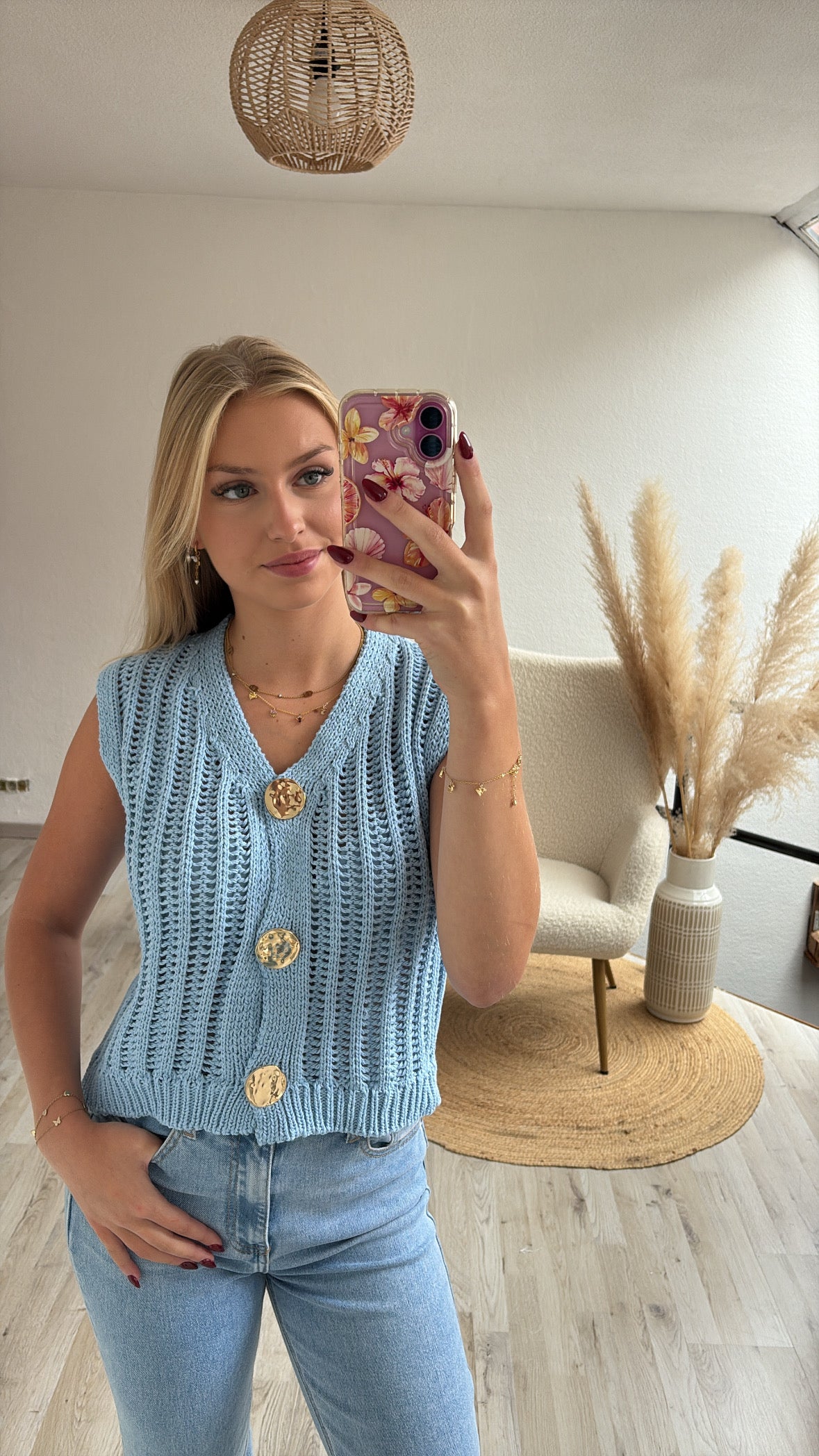 Blauwe knit top