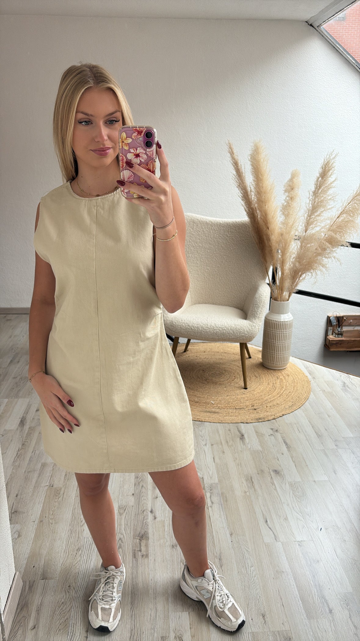 Beige jeansjurk