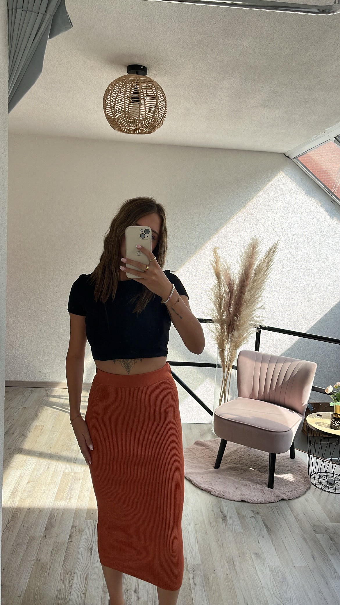 Oranje knit rok