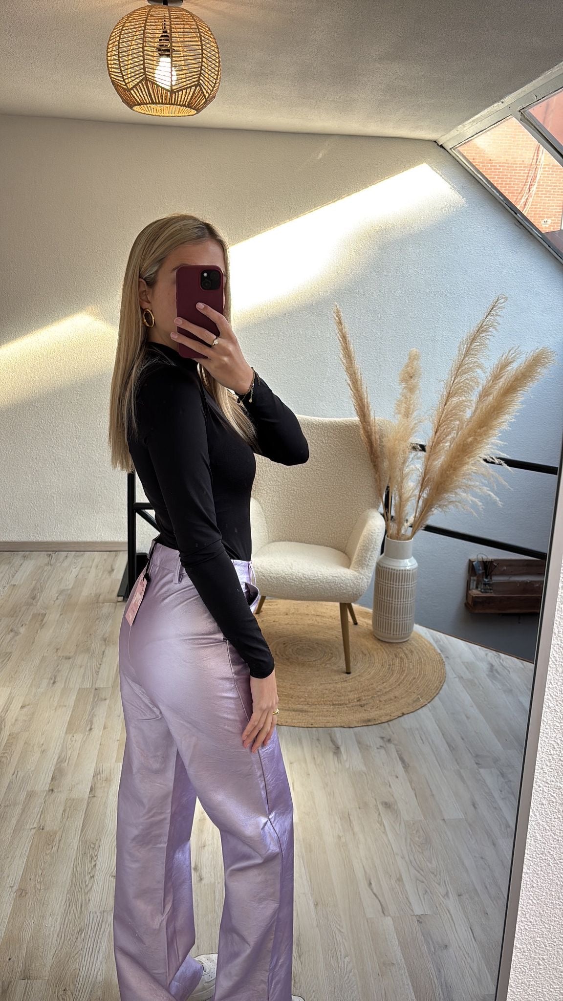 Metallic broek lila