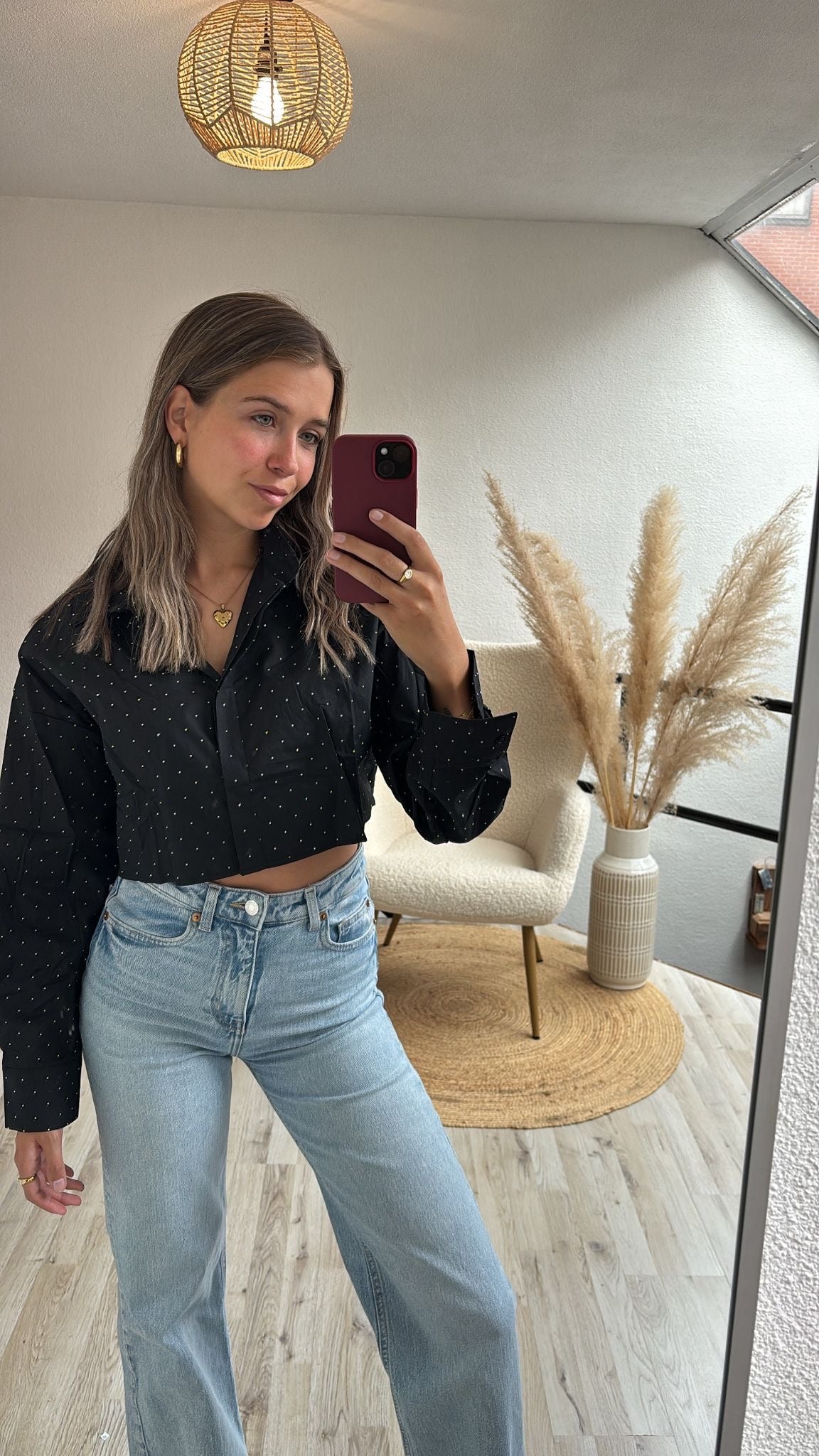 Cropped blouse diamantjes
