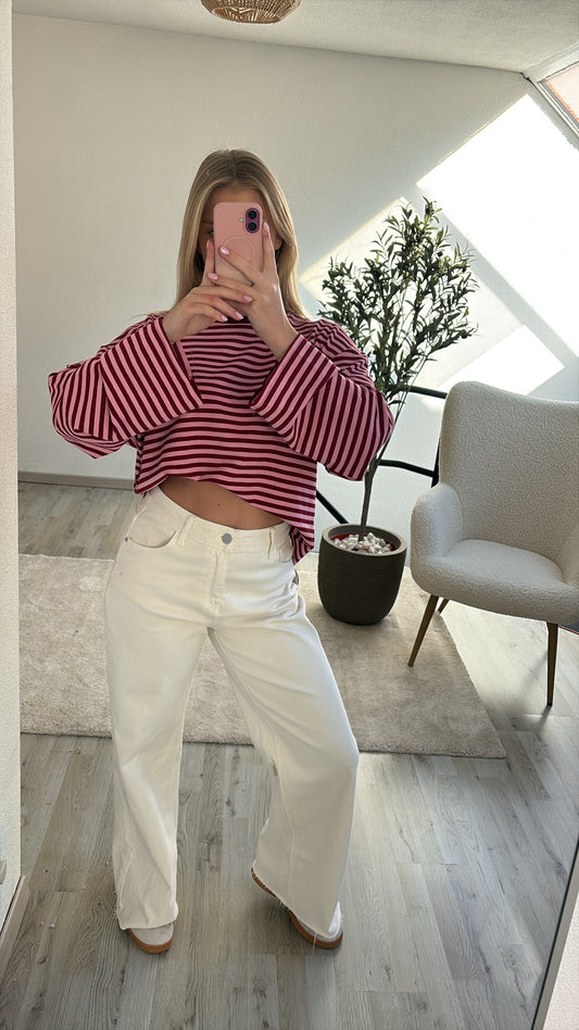 STRIPED LONGSLEEVE ROZE-BORDEAUX