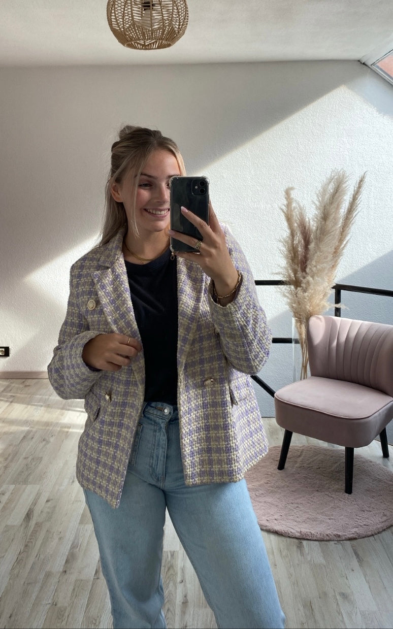 Lila blazer pied de poule