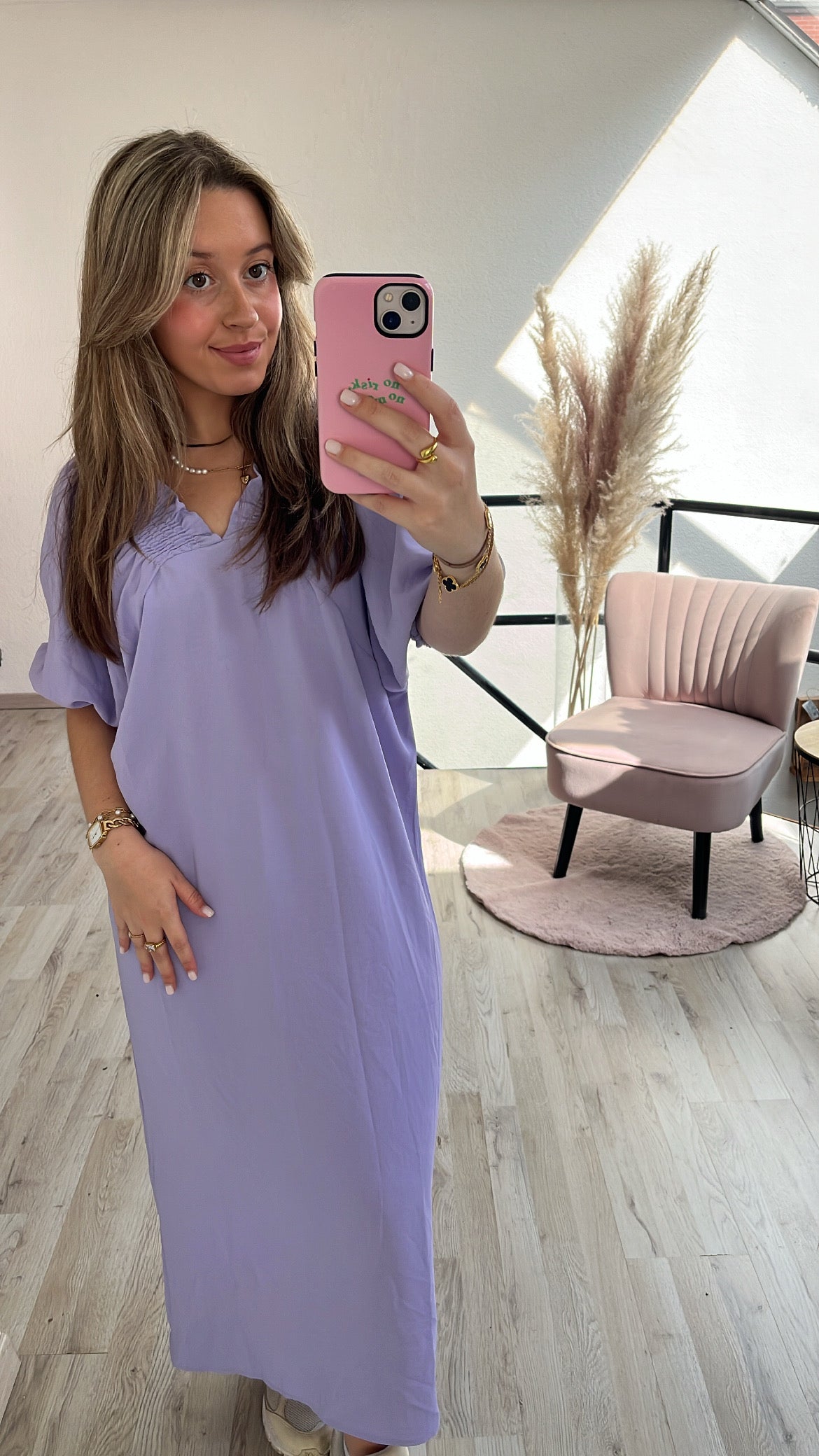 Lila maxijurk