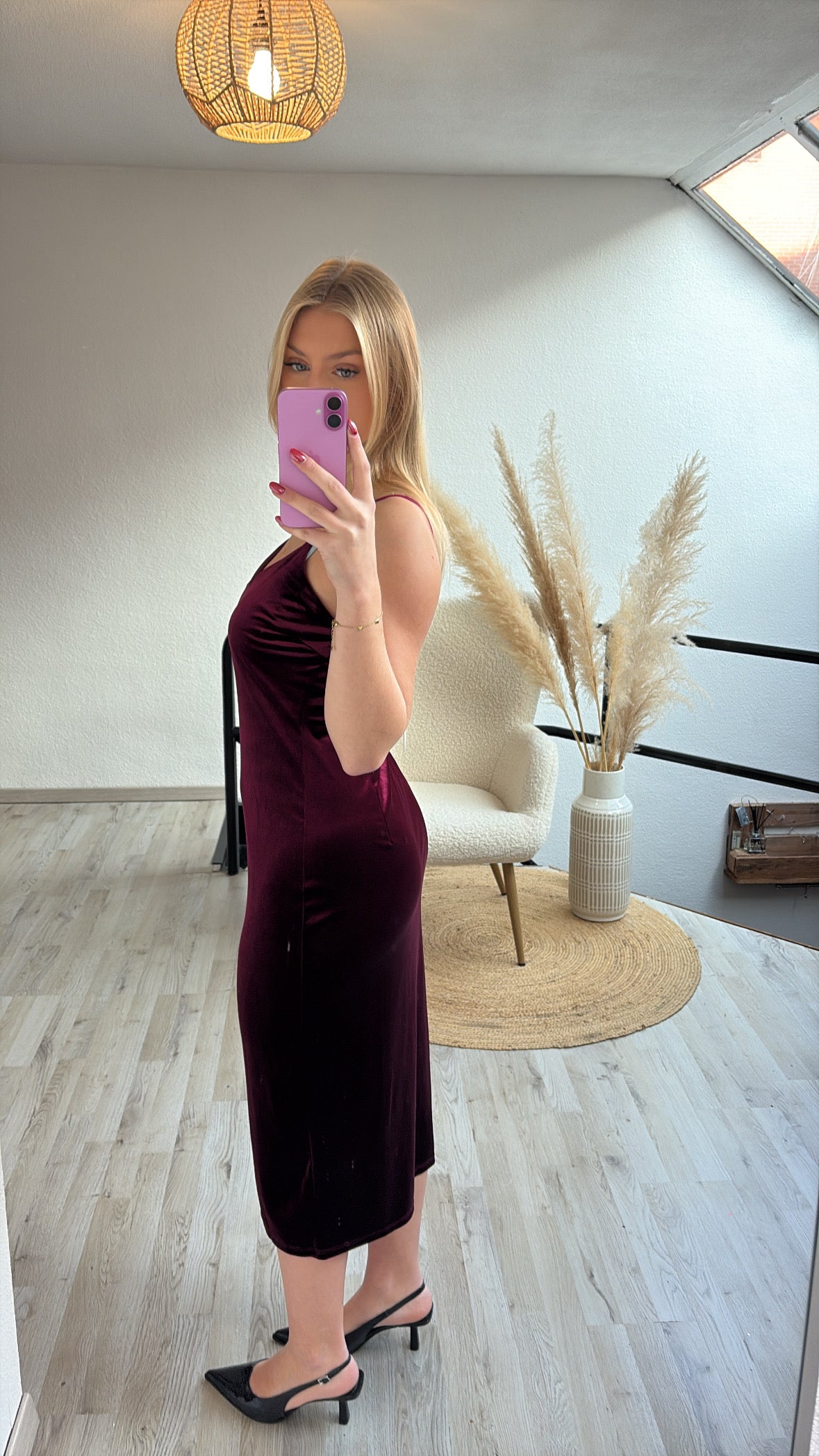 Velvet jurk burgundy