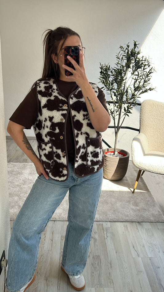 TEDDY GILET COW