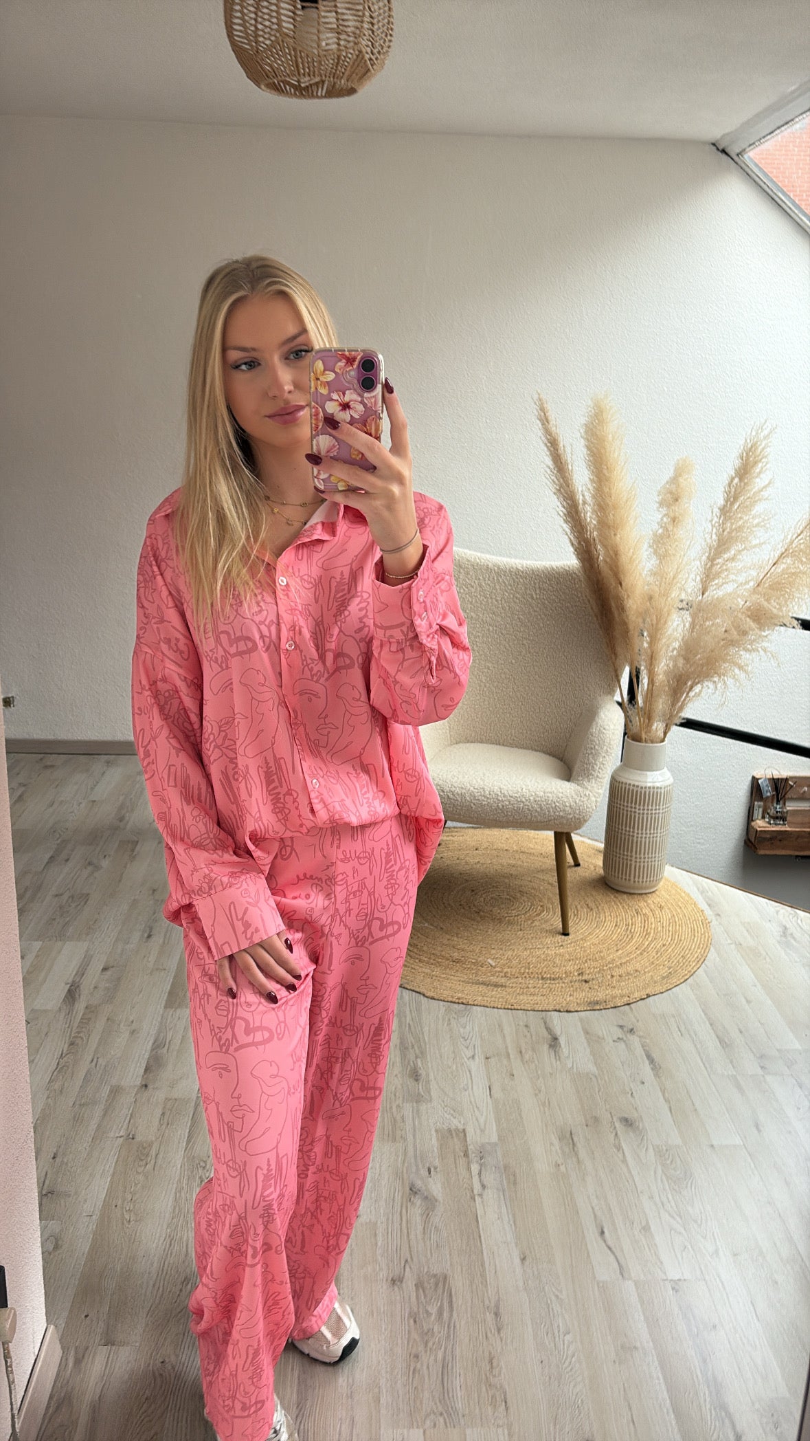 Satijnen set roze