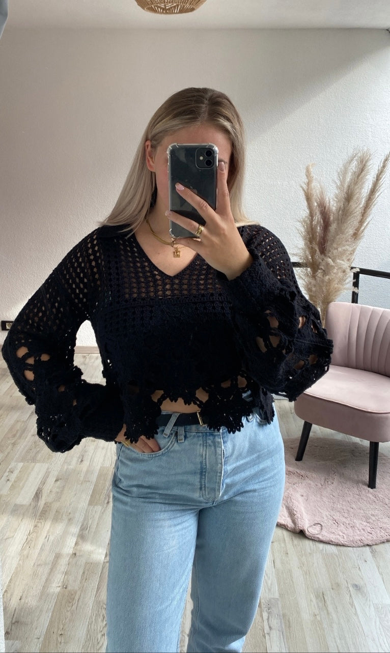 Crochet top zwart