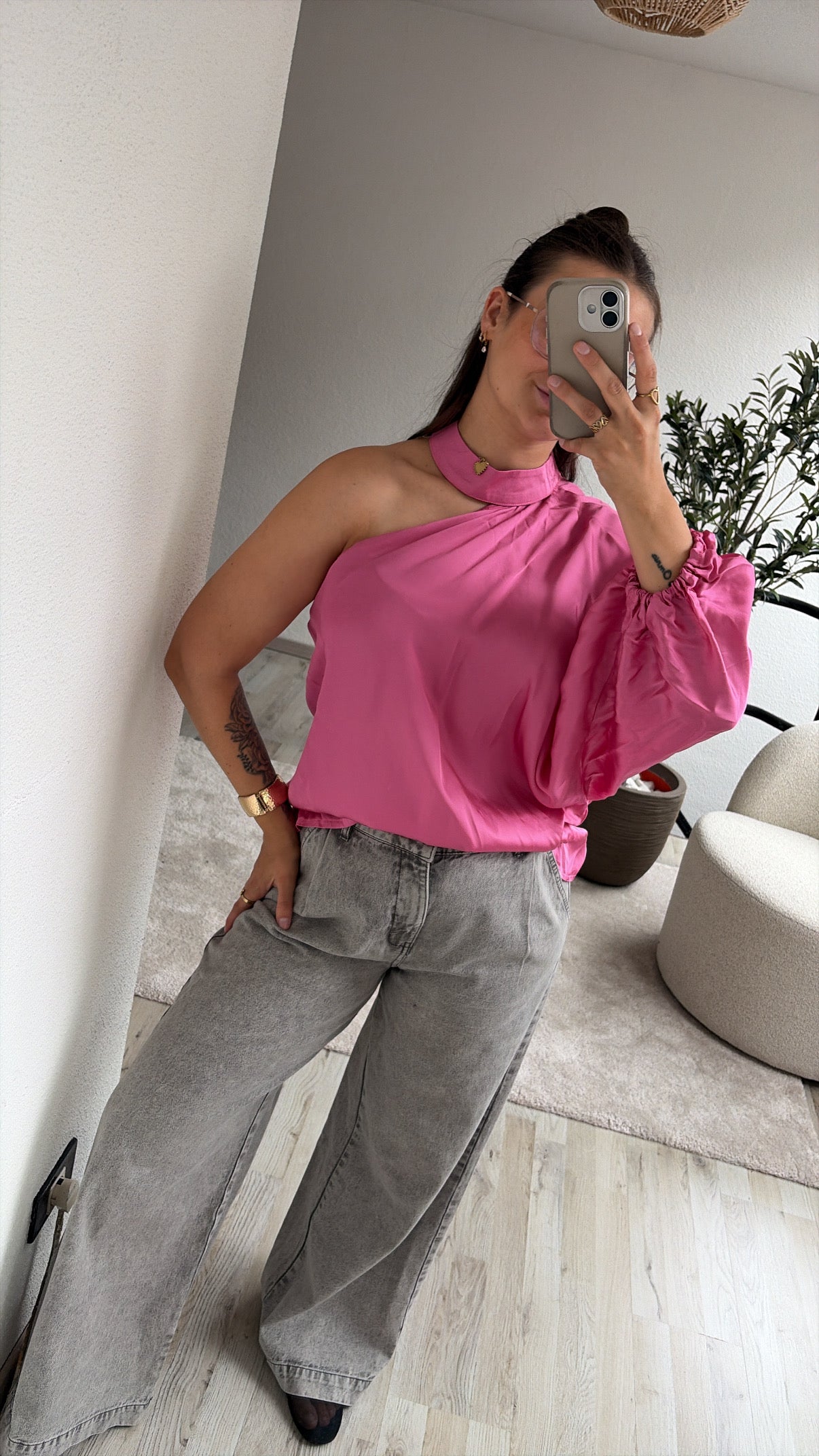 SATIJNEN BLOUSE ROZE
