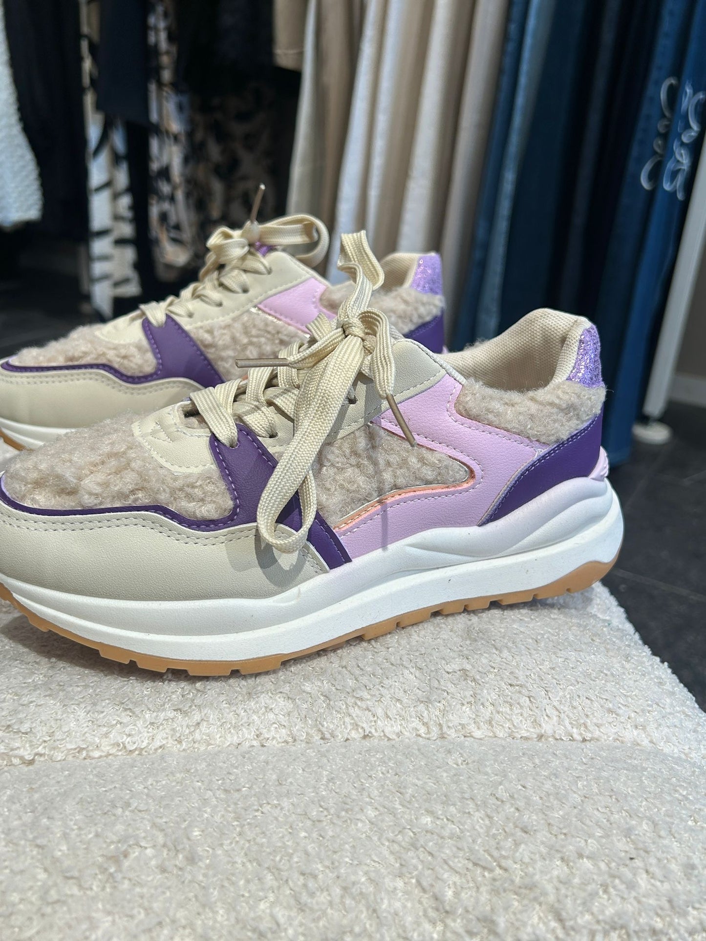 Teddy sneakers beige/lila
