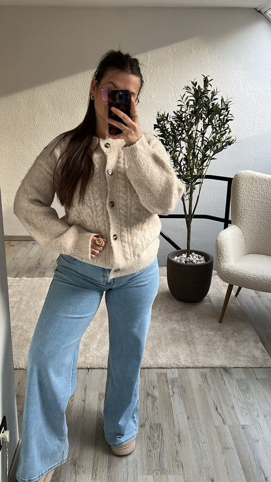 CARDIGAN KABEL BEIGE