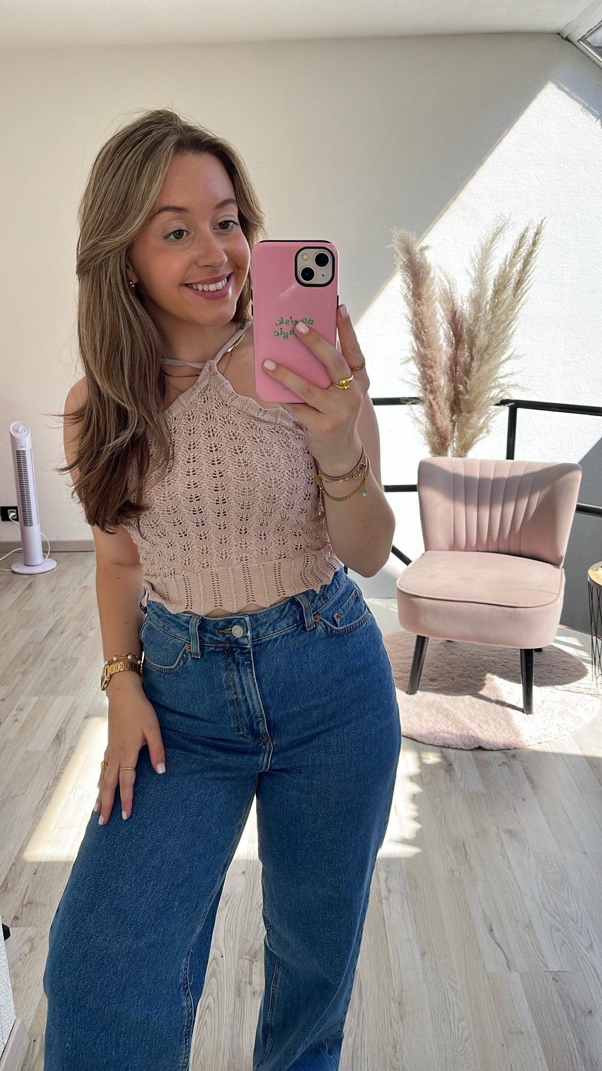 Beige crochet top