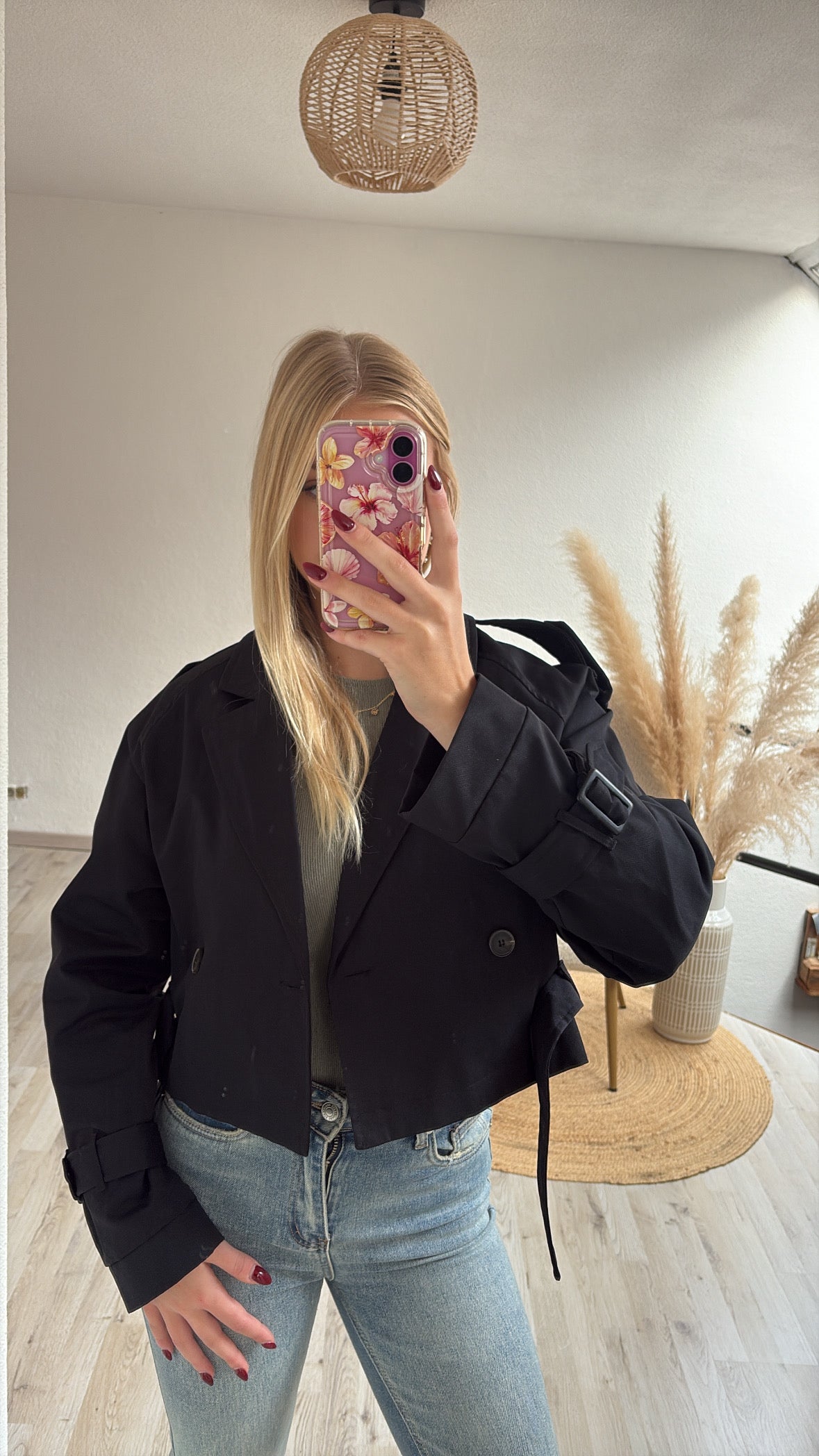 Trenchcoat kort zwart