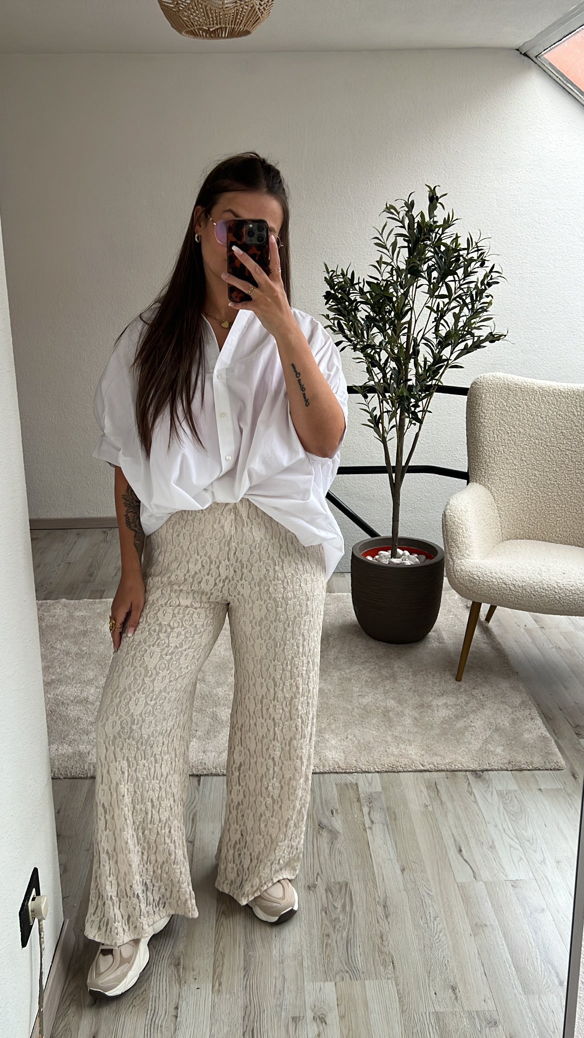 KANTEN BROEK BEIGE