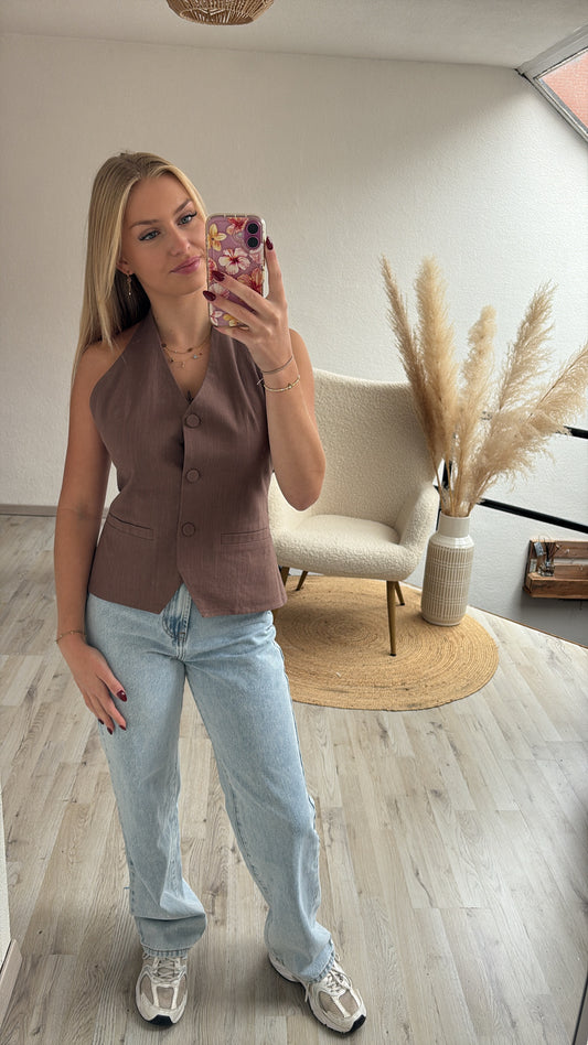 Gilet top bruin