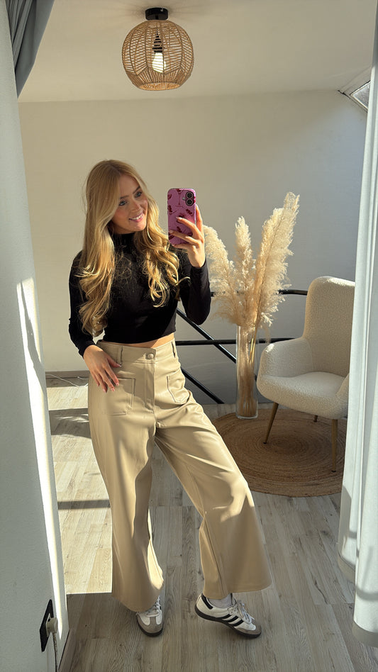 Lederlook broek
