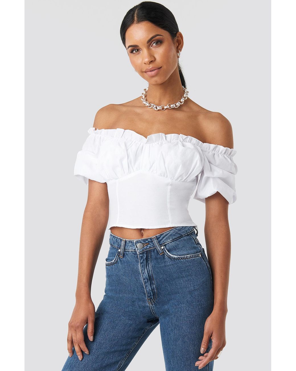 Witte cropped blouse