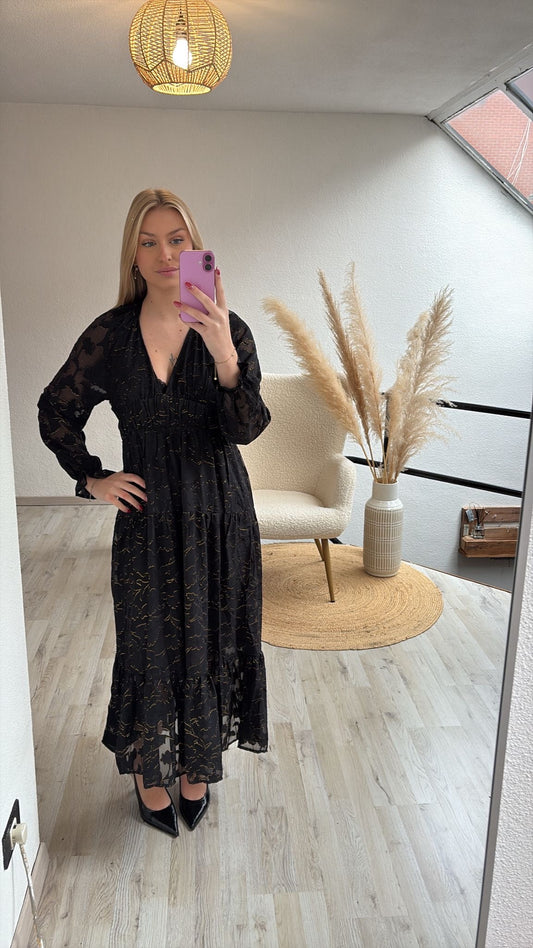 Maxijurk zwart/goud