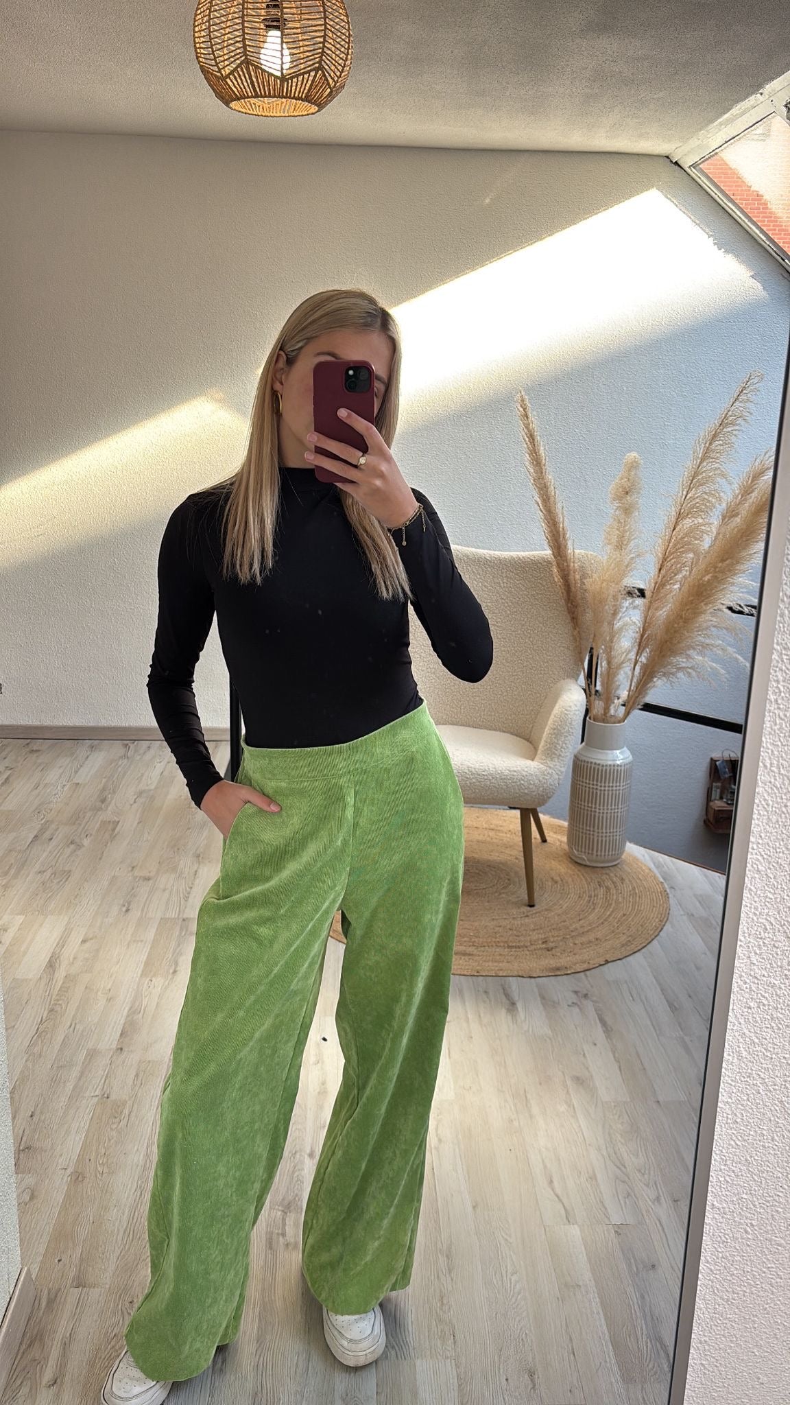 Groene velvet broek