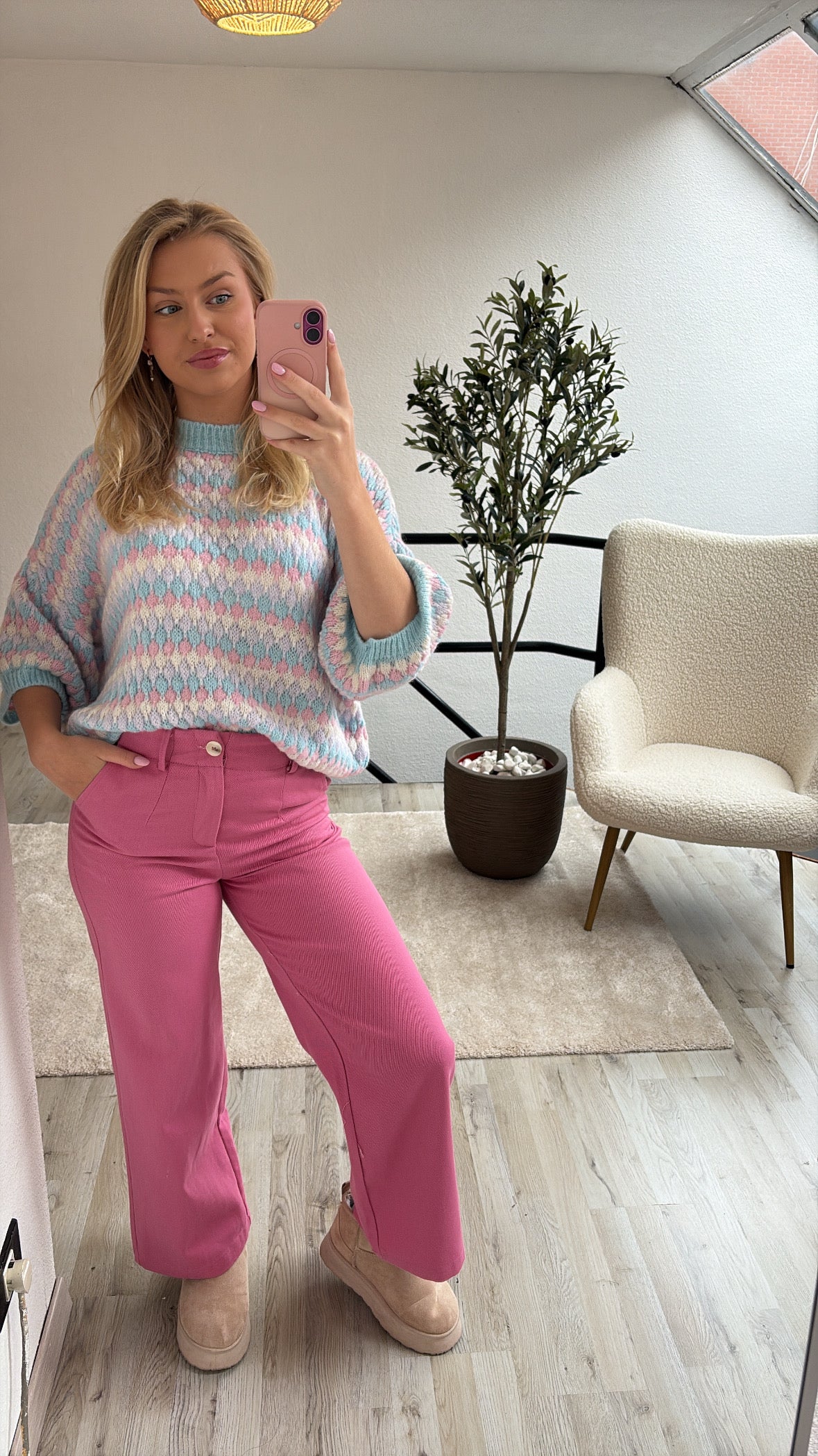 PASTEL KNIT BLAUW-ROZE