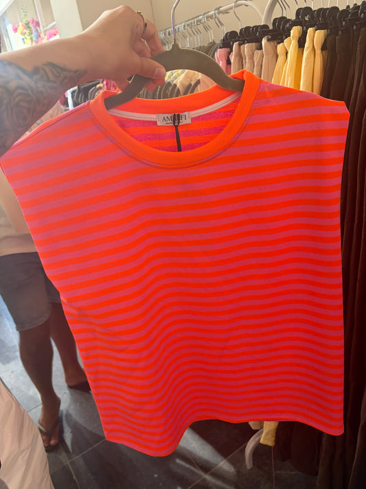 STRIPED TEE ORANJE-ROZE