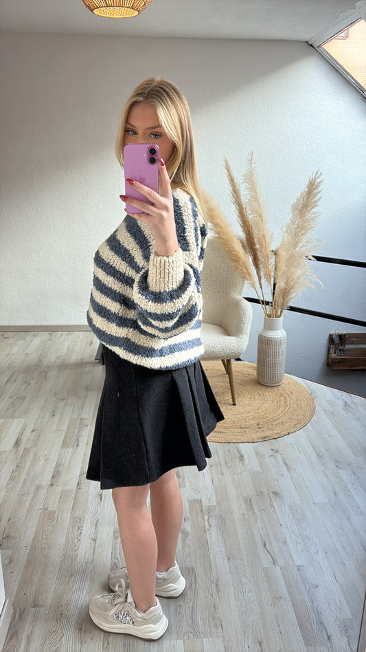 Gestreepte trui grijs/ecru