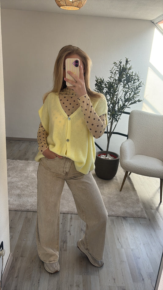 KNIT GILET GEEL