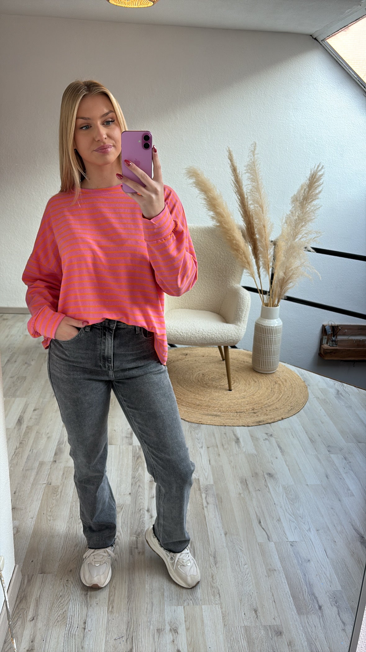 Longsleeve gestreept roze