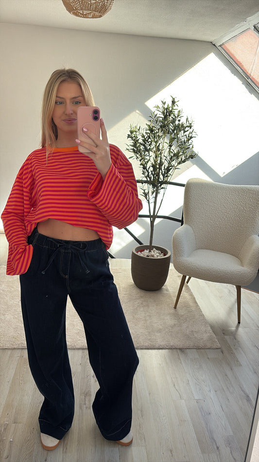 STRIPED LONGSLEEVE ORANJE-ROZE