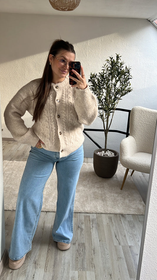 CARDIGAN KABEL BEIGE
