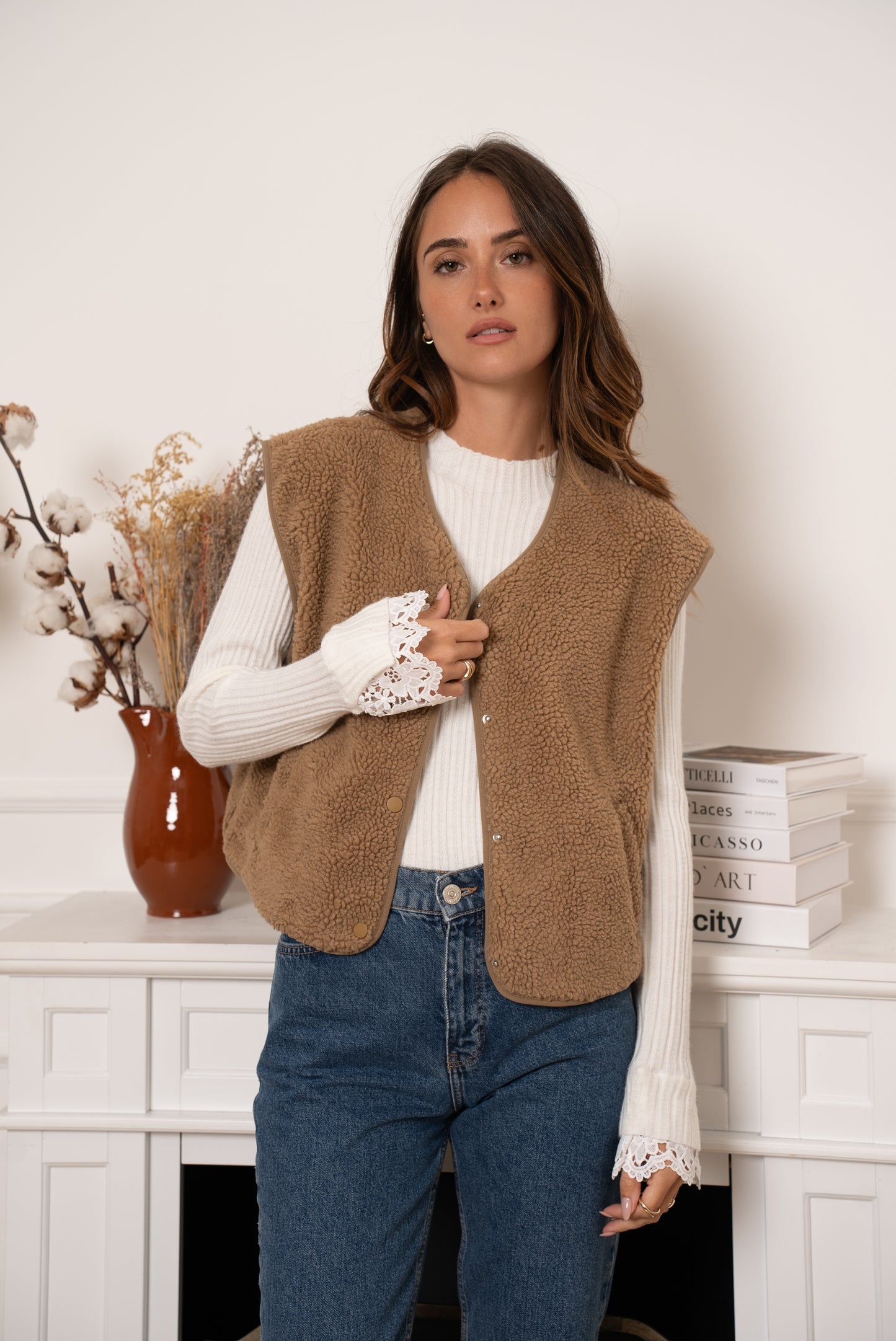 TEDDY GILET CAMEL